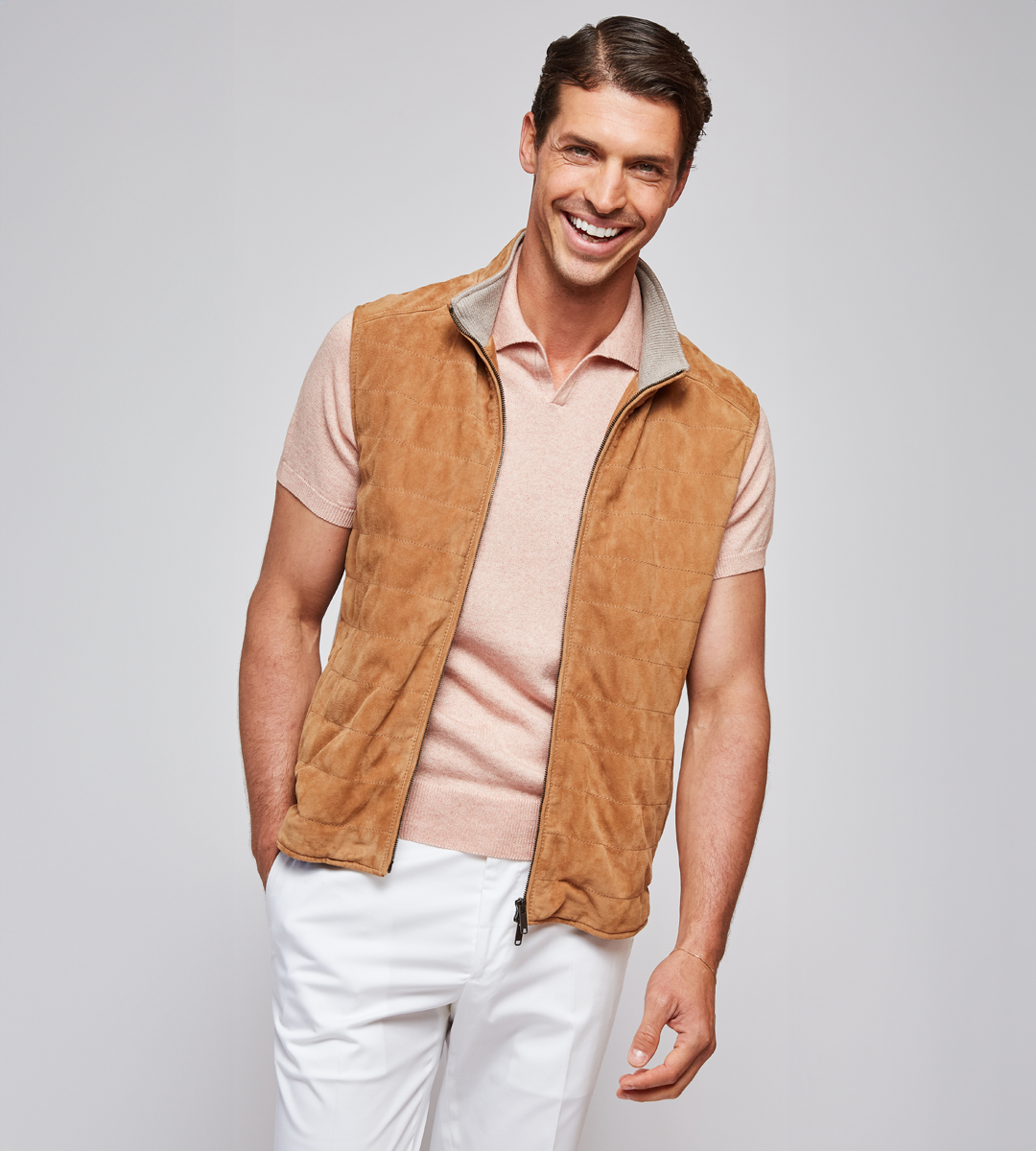 Quilted Suede Vest – Luciano Barbera Official